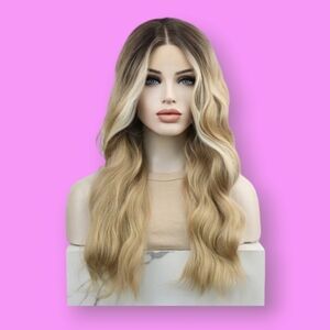 Uniwigs Clara Sunkissed Light Blonde Balayage T-part Synthetic Lace Front Wig